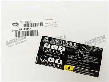 T2130 13 speed shift pattern diagram. Mack transmission P/N: 9RJ410M7